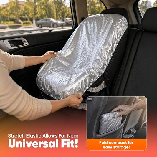 EcoNour Baby Car Seat Sun Shade Cover | Infant Carseat Heat Protector Keeps Toddler Seat at a Cool Temperature | Reflective car seat Sunshade Blocks Out Heat | Baby Travel Accessories