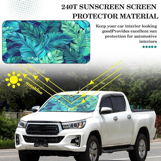 Windshield Sun Shade Foldable Car Front Window Covers for Car Accessories Sun Heat UV Rays Visor Protector Protection for Universal Cars SUV Truck(Leaf)