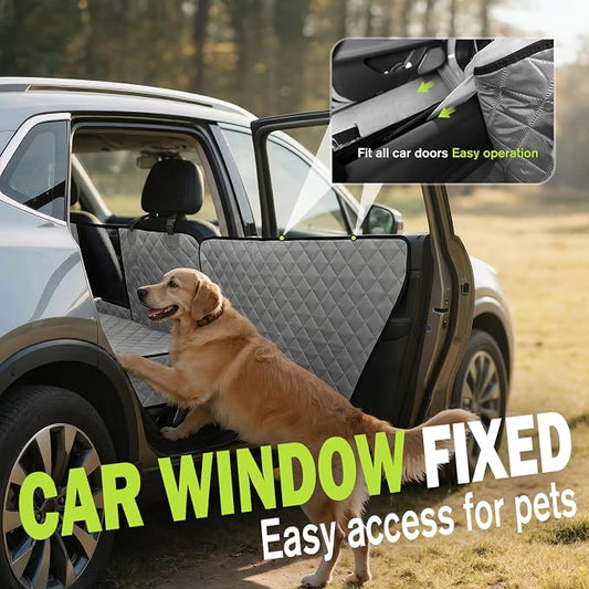 Pecute Dog Car Seat Cover for Back Seat 53.54 * 23.62 in, Car Window Fixing for Maximum Car Protection, Leather Fabric Back Seat Extender for Dogs, Waterproof & Scratch-Resistant, Support to 330 lbs