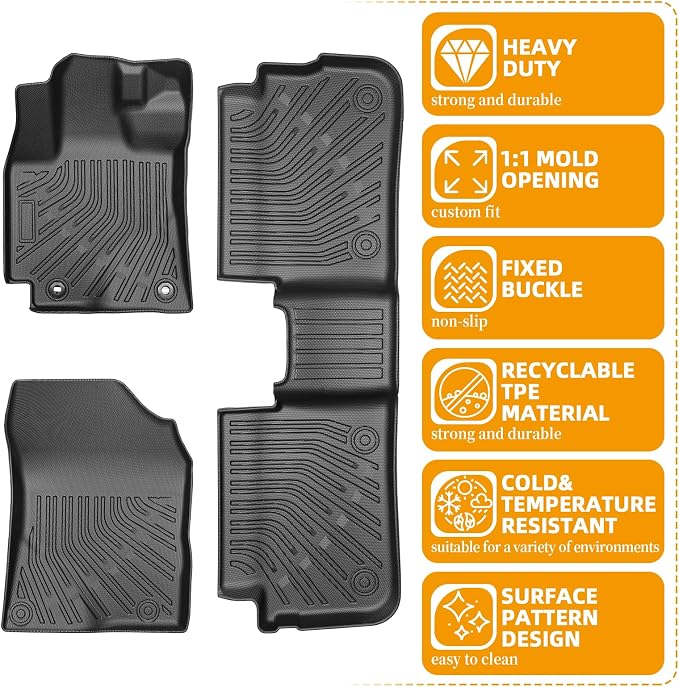 Floor Mats for Toyota Corolla 2009 2010 2011 2012 2013, for Corolla Standard,LE,S XLE,XRS,L,LE/S Special Edition Floor Mats,TPE Non-Slip Waterproof 2 Row Floor Liners