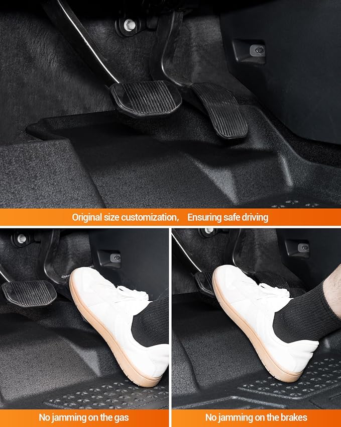 SEALIGHT Tesla Model Y Floor Mats 5 Seat 2021-2024, All Weather Custom Fit Floor Liners, 1st & 2nd Row Full Coverage, 3D Scanning Design, Non-Slip TPE Material, Waterproof & Stain-Resistant