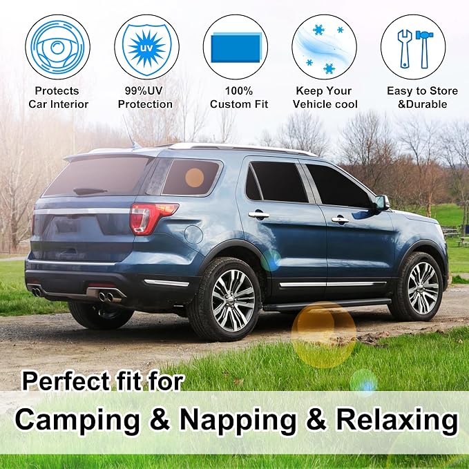 TINGLU Window Shades for Ford Explorer SUV 2011-2019 8PCS Accessories Full Windows Rear Triangular Windshield Sun Shade Sun UV Rays Privacy Protection