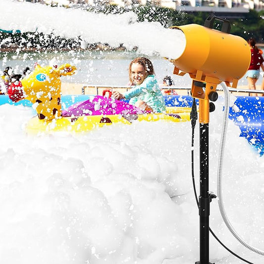 Foam Machine for Foam Party, 3–5m Spray Distance Foam Cannon, Iron Barrel Body, Waterproof Control Box, Water Pump, 4-Position Adjustable Tripod Stand, AC110V Outdoor Foam Maker