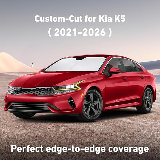 EcoNour Windshield Sunshade Compatible for Kia K5 2021-2024 2025 2026, Sun Visor for Front Windshield & Window Sun Shade Cover, UV Heat Blocker & Protector, Car Accessories