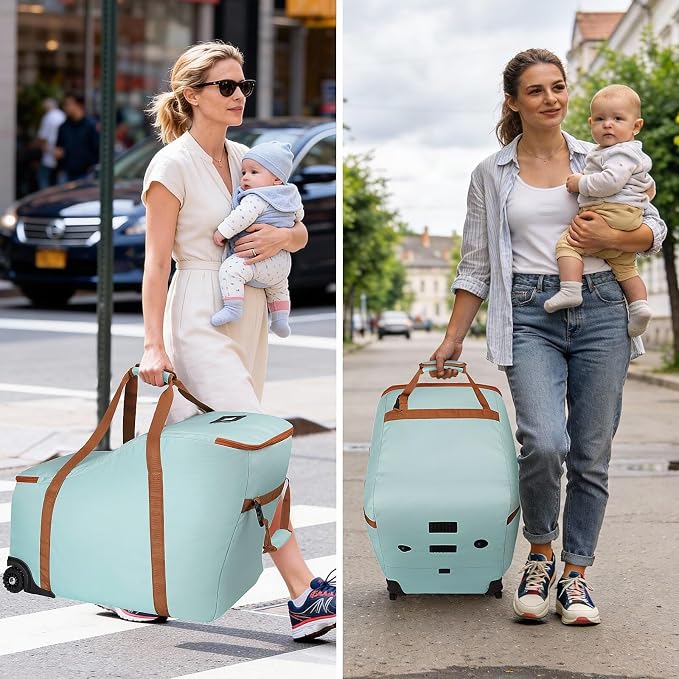 SCTEL Car Seat Travel Bag for Airplane Compatible with Most Infant Car Seats, Padded Car Seat Cover Bag, Carseat Gate Check Bag for Road Travel