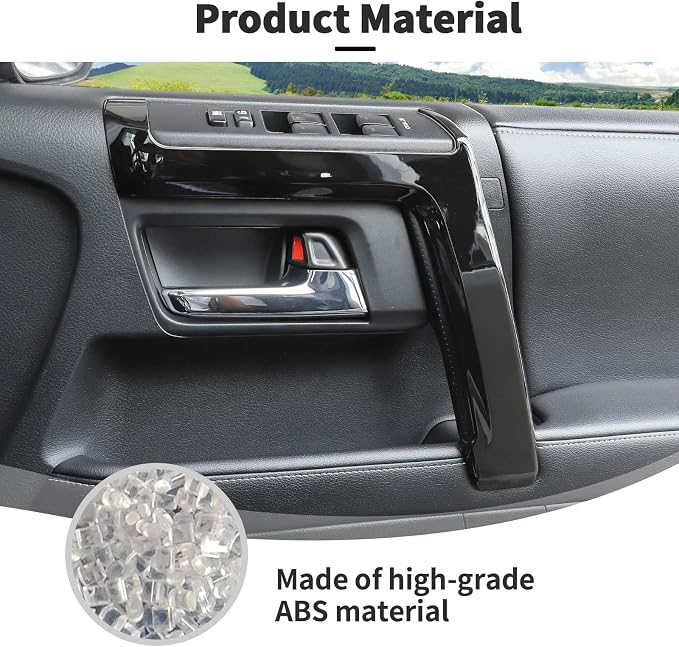 Voodonala for 4Runner Inner Door Handle Door Pull Cover Trim Decoration Garnish for Toyota 4Runner Interior Accessories 2010-2025+ 4pcs Black