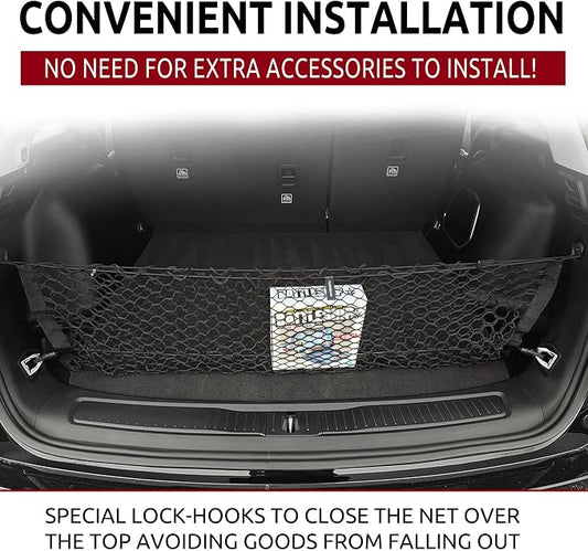 Envelope Style Elastic Trunk Mesh Cargo Net for Jeep Grand Cherokee 5 Seats 2022-2026 - Premium Trunk Organizer and Storage - Luggage Net for SUV - Best Car Organizer for Jeep Grand Cherokee