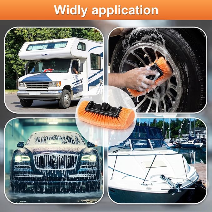 Tanlade 2 Pcs Car Wash Brush Head with Soft Detailing Bristle Flow Thru Car Cleaning Brush Exterior Wash Equipment for Auto Truck RV Boat Camper(12 Inch,Orange)