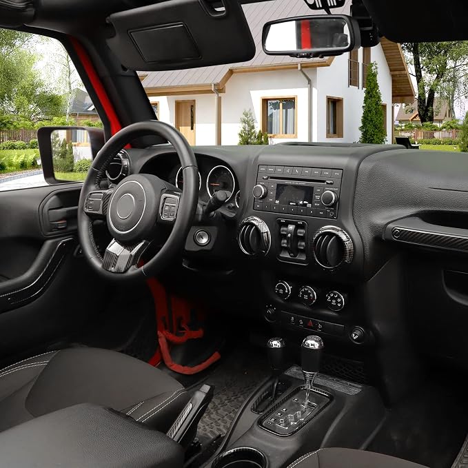 18PCS Full Set Interior Trim Kit for Jeep Wrangler JK JKU 2011-2018 4 Door,Center Console Door Handle Side Outlet Cup Holder Gear Cover Trim (Carbon Fiber)