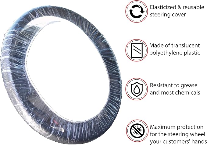 Steering Wheel Protector Clear Plastic Cover Disposable Pack of 100 Universal Automobile Protection