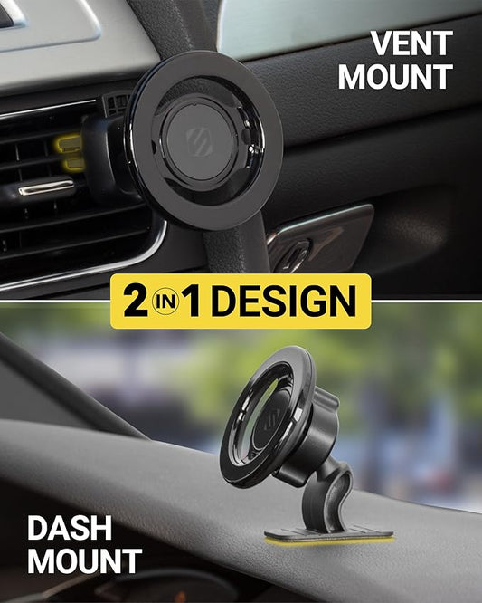 Scosche MagicMount Select MagSafe Car Mount for iPhone, Strong Magnetic Phone Holder for Car Magnet Phone Mount with 360° Rotation for Dashboard/Vent Compatible with iPhone 17/16/15/14 Pro Max Android