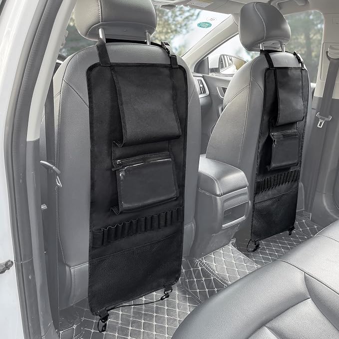 MYDAYS 2 Pack Seat Back Gun Rack, Camo Front Seat Organizer With Bullet Pocket Vehicle Holder for Hunting Rifles/Shotguns