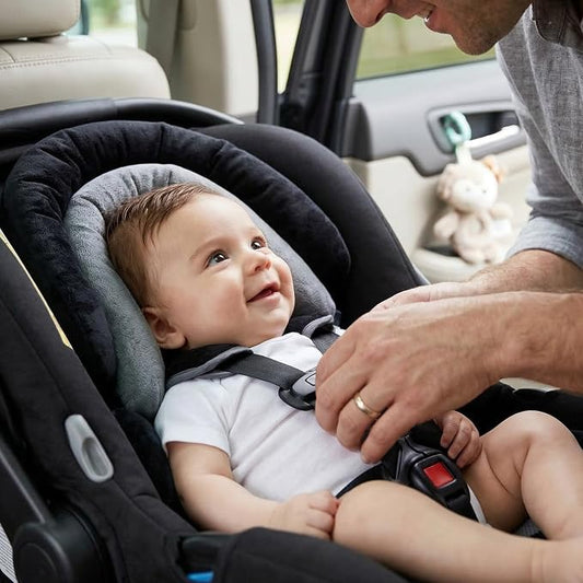 Pro Goleem Breathable 3-in-1 Infant Car Seat Head Support, Soft Infant Car Seat Insert, Carseat Cushion for Toddler, Perfect for Car Seat, Strollers, Swings, Carrier, Bouncer, Black and Grey