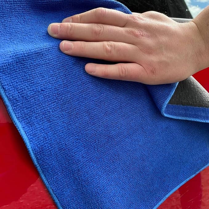 Mnixy Microfiber Clay Bar Towel Pack of 2 with 2 Gifted Gloves Fine Grade Auto Detailing Towel Clay Bar Alternative (Blue)