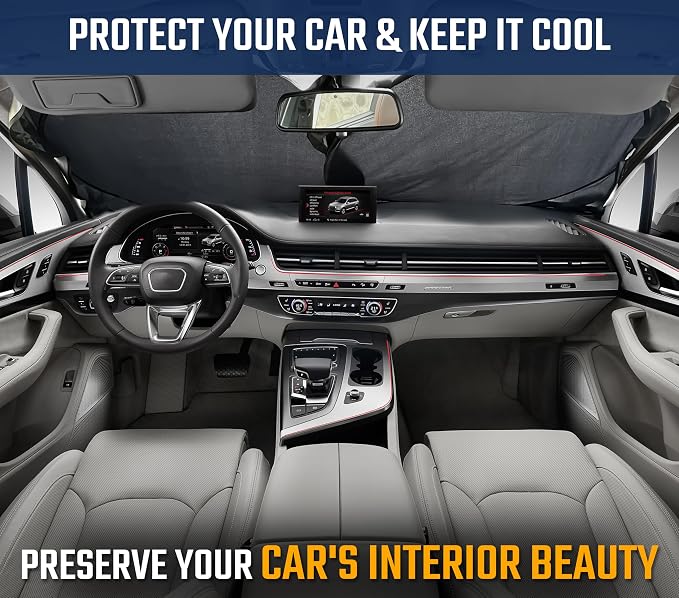 Econour Car Front Windshield Sun Shade, Foldable Window Sun Shade Cover for SUV, Advanced Light Blocking Heat Protection, Windshield Dash Cover Sun Visor, Interior Car Accessories