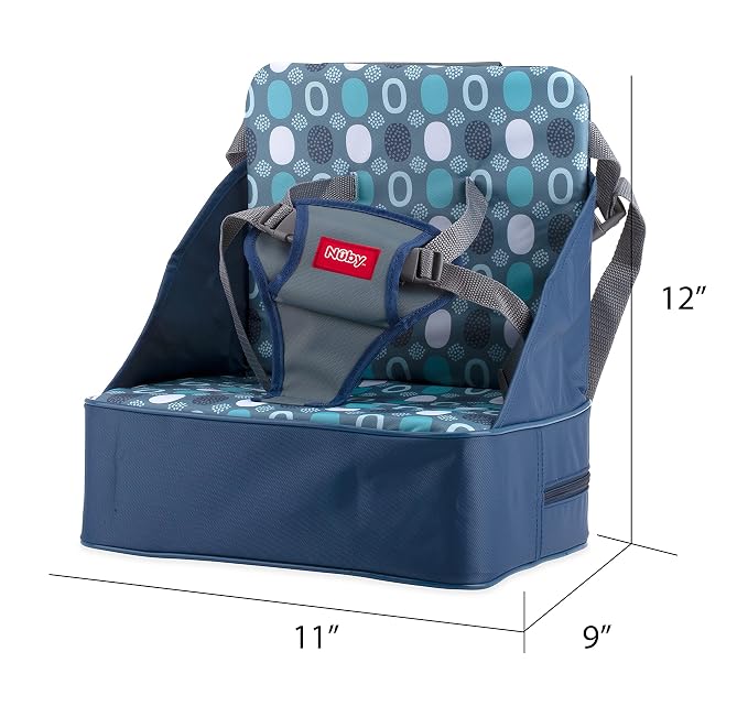 Nuby Easy Go Booster Seat for Kitchen Chair - Travel Booster Seat for Babies and Toddlers - 9+ Months - Holds up to 35 Pounds - Blue