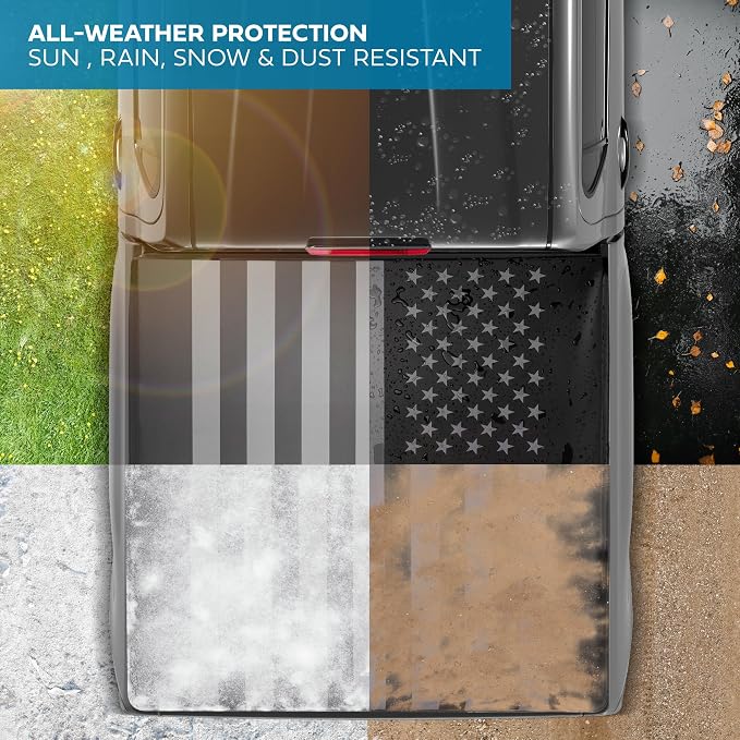 US Flag Truck Tonneau Cover for Nissan Frontier 2005-2026 5 ft Bed Length (Extra Short Bed), Soft Roll-Up All-Weather Retractable Truck Bed Cover with Black/Gray Flag