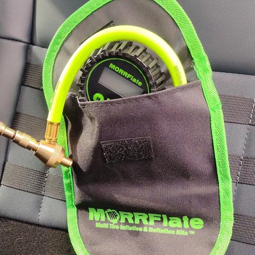 MORRFlate Single Tire Deflator | Rapid Air Deflator with 1-150 PSI Digital Gauge | Includes Purge Valve, 16 Inch Hose, and Rip Away Molle Panel Carrying Case