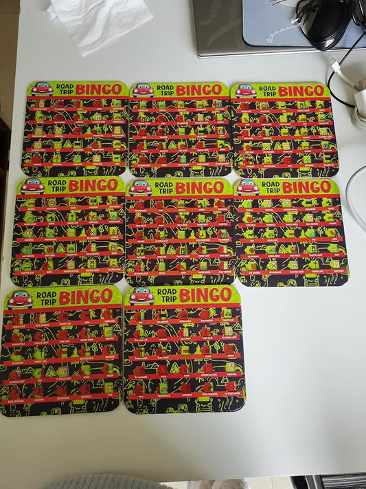 GSM Brands Car Bingo Travel Games for Kids – Fun Road Trip Scavenger Hunt Card Game (5 Pack)