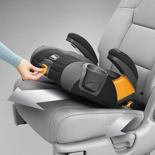 Chicco GoFit Plus Backless Booster Car Seat with Latch Attachment and Quick-Release Latch Removal, Travel Booster Seat for Car, Portable Car Booster Seat for Children 40-110 lbs., Vivaci/Pink