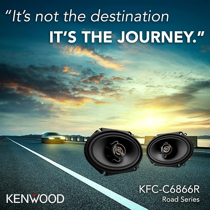 Kenwood KFC-C6866R Road Series Car Speakers (Pair) - 6"x8" 2-Way Car Coaxial Speakers, 250W, 4-Ohm Impedance, Cloth Woofer & Balanced Dome Tweeter, Heavy Duty Magnet Design