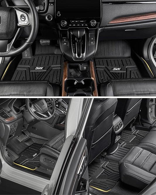 3W Floor Mats Fit for Honda CR-V 2017-2022 (Include Hybrid) TPE All Weather Custom Fit Floor Liner for Honda CRV 1st and 2nd Row Full Set Car Mats Black