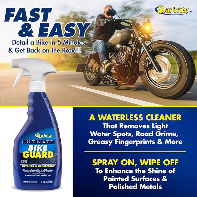 STAR BRITE Ultimate Bike Guard - Motorcycle Detailer & Protectant Spray - Remove Road Grime, Add Shine & Protect in Minutes (098022)