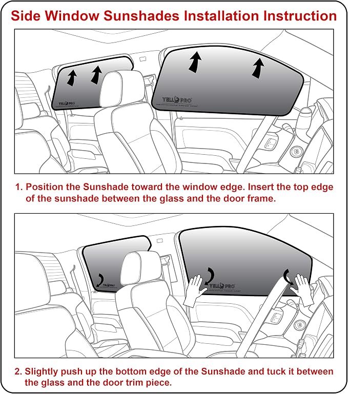 YelloPro Side Window Front Seat Sunshade (Set of 2) Custom Fit for 2021 2022 2023 2024 Toyota Venza SUV, LE, XLE, Limited, UV Reflector Sun Protection Accessories (Made in USA)