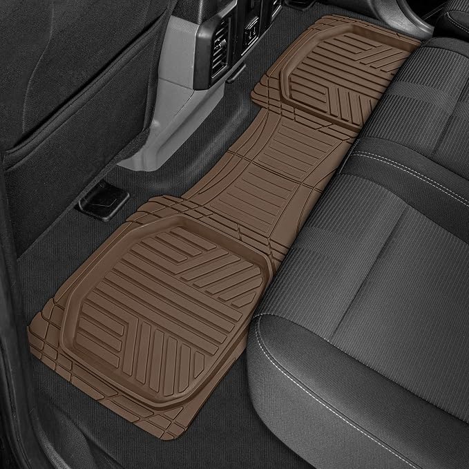 Motor Trend FlexToughXL DeepDish Floor Mats for Cars, Full Set All-Weather Rubber Automotive Floor Mats Waterproof Heavy Duty Car Mats Flexible Floor Liners for Car Truck Van SUV Car Floor Mat (Brown)