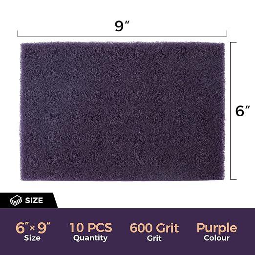S SATC 6" x 9" Purple General Purpose Scuff Pads,10 Pack Paint Primer Prep Adhesion Scratch Automotive Pads for Scuffing,Scouring,Sanding