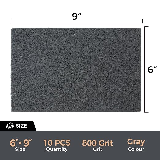 S SATC 6" x 9" Gray General Purpose Scuff Pads,10 Pack Automotive Pads for Scuffing,Scouring,Sanding,Paint Primer Prep Adhesion Scratch for Woodworking,Automotive Restoration