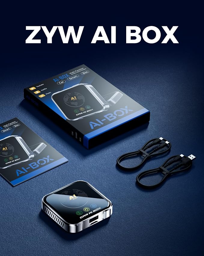 Magic AI Box Wireless CarPlay Adapter, Fast Car Video Box Plug & Play, Easy Setup, Supports Netflix/YouTube/TF Card Streaming Equalizers and More for OEM Wired CarPlay/Android Auto Cars(Smoky Gray)