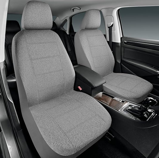 Road Comforts Full Set Car Seat Covers Front Rear Seat Cover Low Back, Flax Seat Protector, Airbag Compatible, Universal Fits for Most Cars, Truck, SUV, Vans Gray