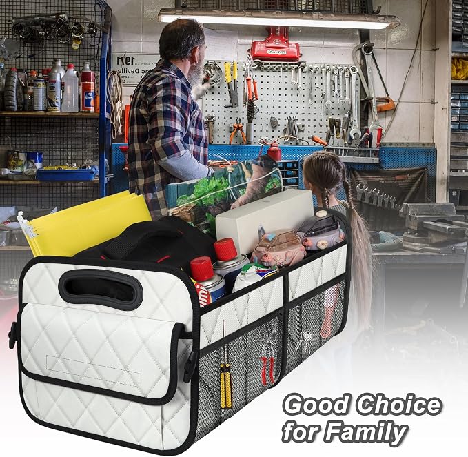 Deosk Car Trunk Organizer for SUV, Car Organizers and Storage with Reinforced Handles, Car Accessories for Women/Men 70L Waterproof Polyester Trunk Organizer(Large, Beige)
