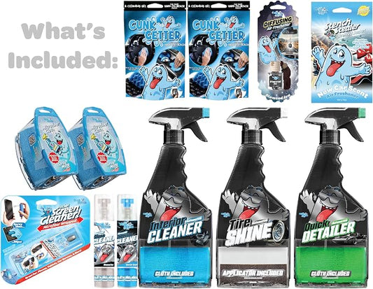 Car Cleaning Kit - Car Accessories for Interior and Exterior Cleaning, Glass Cleaner, Car Wipes, Auto Essentials