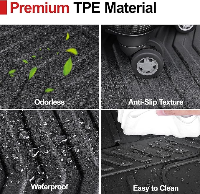 Floor Mats for 2016-2022 Honda Pilot 8 Passengers (No Elite Models), Cargo Mat with Backrest Mat All Weather Protection TPE Car Liner for Honda Pilot Door Sill Guards Accessories