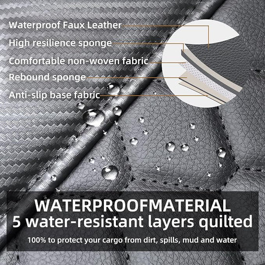 Elantrip 2PCs Front Car Seat Covers Leather Water Proof Seat Protector Universal fit for Most Cars SUVs and Trucks Carbon Fiber Black