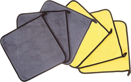 Premium Edgeless Microfiber Cleaning Cloths, 6 Pack| 12” x 12” All Purpose Hand Towels for Car Washing and Detailing, Housewares, Windows, Bathrooms, Electronics | Reusable Home & Auto Towel Set