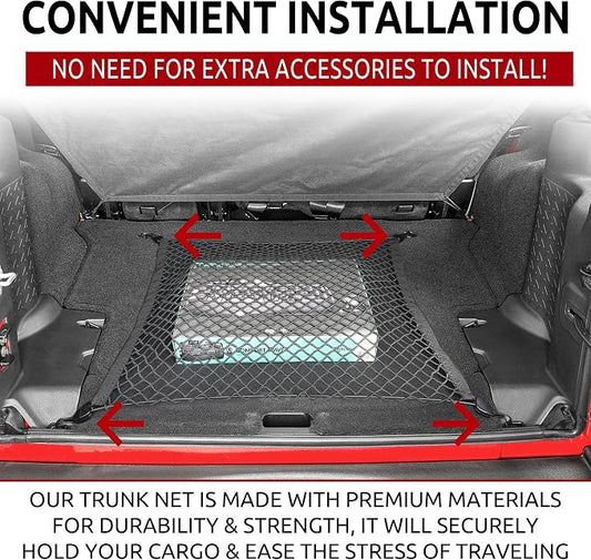 Floor Style Trunk Cargo Net for Jeep Wrangler JK Rubicon Sahara Unlimited 4 - Door 2007 - 2018 New