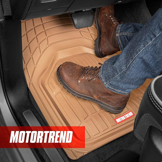 Motor Trend FlexTough Defender Floor Mats for Cars & TrunkShield Trunk Mat Set, Next-Gen Deep Dish Heavy Duty Car All Weather, Rubber Set Auto Truck Van SUV B09VYBHPDK