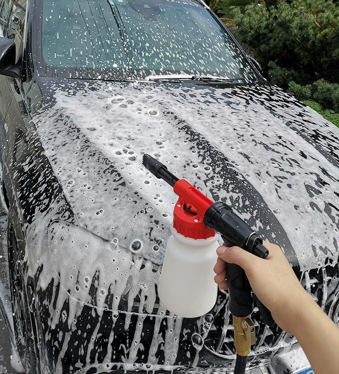 Foam Cannon for Garden Hose,Adjustment Ratio Dial Foam Gun,Car Wash Soap Spray Foamer Red
