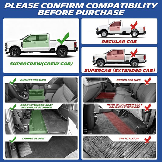 Michelin Vehicle Mats, All-Weather TPE Custom Fit Liner for 2017-2026 Ford F250/F350/F450/F550 Crew Cab Bucket Seat W/Under Seat Storage Carpet Floor, Elite