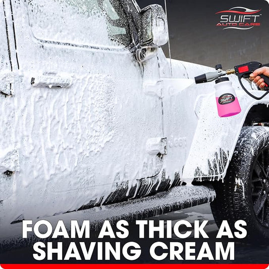 Swift Eco Foam Cannon for Pressure Washer Car Wash Foam Gun Sprayer | ¼ Inch Quick Connect | Extra Thick Snow Foam for Detailing | Holds 1 Liter of Soap!