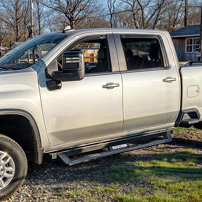 YITAMOTOR Drop Side Steps Compatible with 2019-2026 Chevy Silverado/GMC Sierra 1500, 2020-2026 Silverado/Sierra 2500HD 3500HD Crew Cab, Off-Road Running Boards, Black Powder Coated Nerf Bars