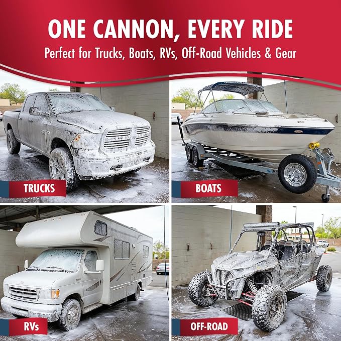 Pressure Washer Foam Cannon for Car Wash – Snow Foam Blaster with 1/4 - Quick Connect, Adjustable Nozzle, Thick Clingy Foam for Cars, Trucks, RVs, Motorcycles & Outdoor Cleaning