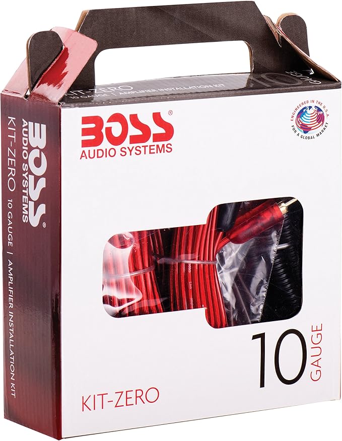 BOSS Audio Systems KIT-ZERO 10 Gauge Car Amplifier Install Wiring Kit - Makes Connections and Brings Power to Your Radio, Subwoofers and Speakers