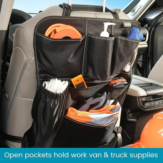 High Road BackPockets Seat Back Organizer - Back of Seat Organizer and Seat Protector with 7 Storage Pockets for Cars, SUVs, Work Trucks and Vans