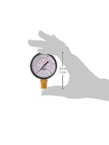 Winters 2 inch Dial Size, Multi Function Economy Utility Dry Pressure Gauge, Brass Internals, Black Steel Case, Dual Scale 0-100 psi/kPa, 3-2-3% Accuracy, 1/4 inch NPT Bottom Mount, Pressure Gauge
