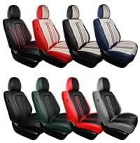 FREESOO Front Seats 2PCS Leather Car Seat Covers, Ultra Breathable Waterproof Seat Covers for Cars Trucks SUV, Carseat Protector Car Seat Cover Fit for Most Vehicles, Black Beige