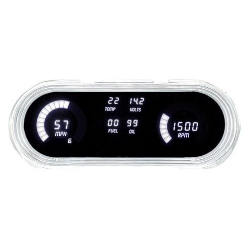 Intellitronix 1962-1965 Chevy Nova LED Digital Gauge Panel - Direct Fit Dash Replacement Cluster - Speedometer, Tachometer, Fuel, Oil, Temp & Volts - (Bezel Not Included) DP8001W (White)
